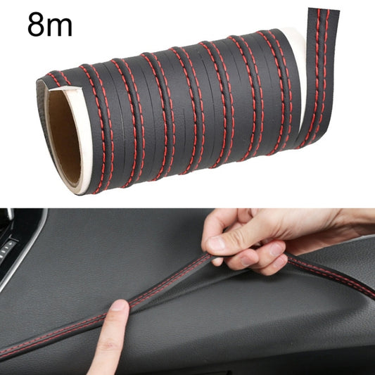 8m Car Center Console Interior Modification Leather Gap Strip(Black Red) by buy2fix