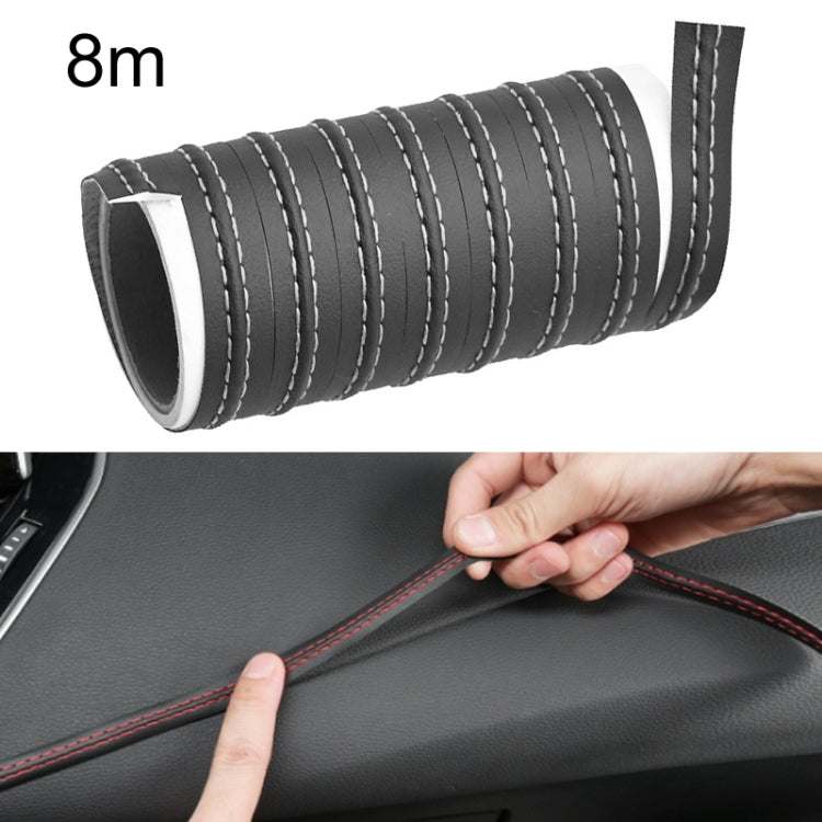 8m Car Center Console Interior Modification Leather Gap Strip(Black Beige) by buy2fix