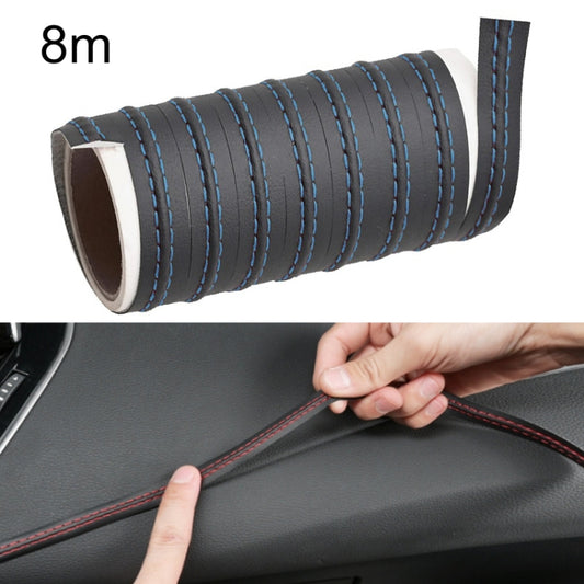 8m Car Center Console Interior Modification Leather Gap Strip(Black Blue) by buy2fix