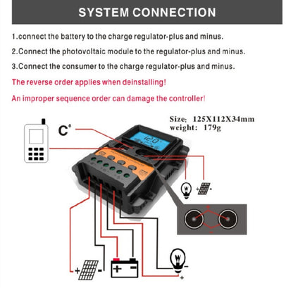 Dual DC Current 12V/24V Solar Controller LCD PWM Photovoltaic Power Generation Controller(20A) by buy2fix