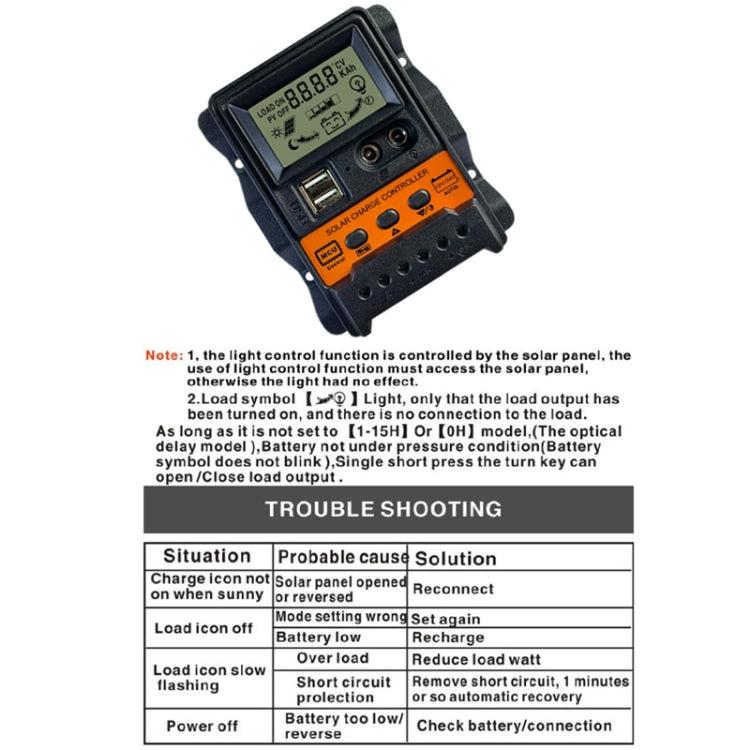 Dual DC Current 12V/24V Solar Controller LCD PWM Photovoltaic Power Generation Controller(10A) - Others by buy2fix | Online Shopping UK | buy2fix