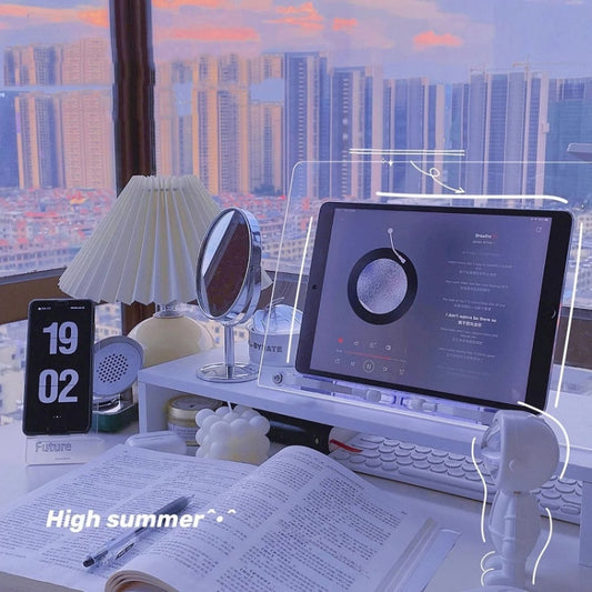 Student Desktop Reading Rack Transparent Acrylic Tablet Stand, Style: B Model by buy2fix