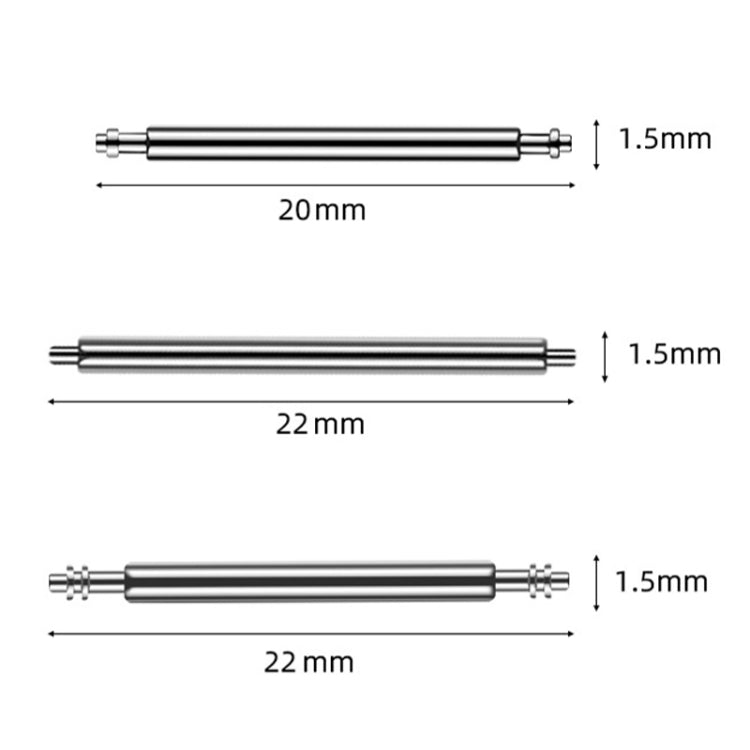 100pcs/set 304 Stainless Steel Strap Connecting Rod Strap All Steel Switch Lugs, Style: Single Drag (1.5x20mm) - Watch Accessories by buy2fix | Online Shopping UK | buy2fix