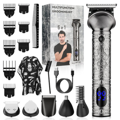 6 In 1 Men Multi-Functional Clipper Metal Body Hair Cutting(Silver Gray) - Hair Trimmer by buy2fix | Online Shopping UK | buy2fix