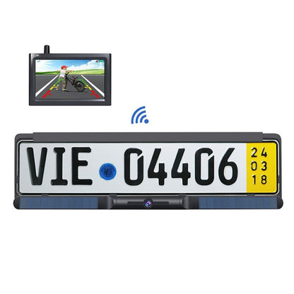 Solar Integrated License Plate Frame Vehicle Camera Wireless Reversing Display(RC03) - Rear View Cameras by buy2fix | Online Shopping UK | buy2fix