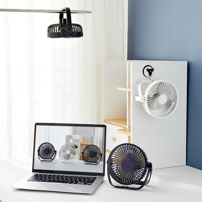 3-in-1 Electric Fan Wall Mounted Desktop Quiet Brushless Turbine Mini Fan, Style: USB Plug(Blue) - Electric Fans by buy2fix | Online Shopping UK | buy2fix