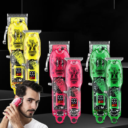 Haircutter Set Transparent Body Oil Head Electric Hair Clipper Men Home Electric Pusher(Scissors Yellow) - Hair Trimmer by buy2fix | Online Shopping UK | buy2fix