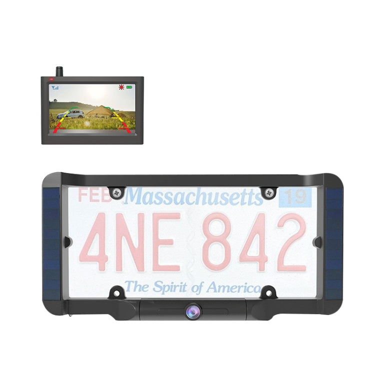Solar Integrated License Plate Wireless Transmission Camera Reversing Display - Rear View Cameras by buy2fix | Online Shopping UK | buy2fix
