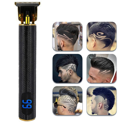 USB Rechargeable Digital Display Engraving Ceramic Knife Electric Hair Clipper(Digital Display Black) - Hair Trimmer by buy2fix | Online Shopping UK | buy2fix
