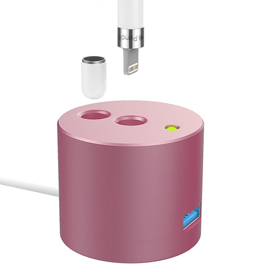 For Apple Pencil 1 USB Charging Adapter Metal Base With LED Indicator, Color: Rose Gold - Pencil Accessories by buy2fix | Online Shopping UK | buy2fix