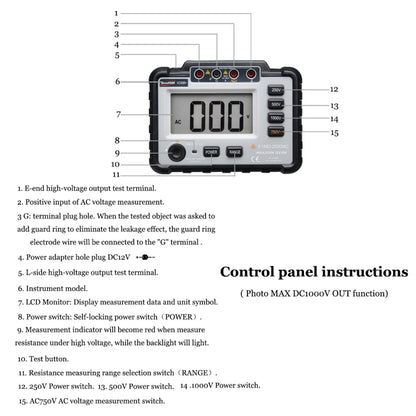 WinAPEX VC60B+ 250/500/1000V DC Digital Insulation Resistance Tester Megger MegOhm Meter - Battery & Resistance Tester by WinAPEX | Online Shopping UK | buy2fix