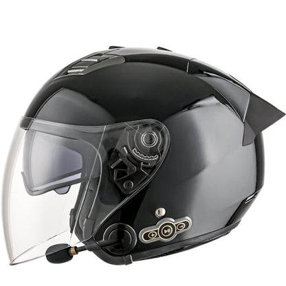 KUQIBAO Motorcycle Smart Bluetooth Sun Protection Double Lens Safety Helmet, Size: L(Bright Black+Black Tail) - Helmets by KUQIBAO | Online Shopping UK | buy2fix