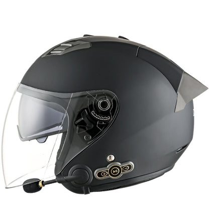 KUQIBAO Motorcycle Smart Bluetooth Sun Protection Double Lens Safety Helmet, Size: L(Matte Black+Gray Tail) - Helmets by KUQIBAO | Online Shopping UK | buy2fix