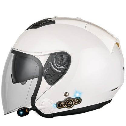 KUQIBAO Motorcycle Smart Bluetooth Sun Protection Double Lens Safety Helmet, Size: XL(White) - Helmets by KUQIBAO | Online Shopping UK | buy2fix