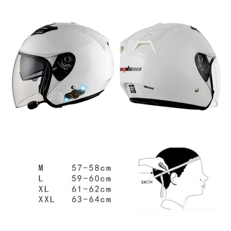 KUQIBAO Motorcycle Smart Bluetooth Sun Protection Double Lens Safety Helmet, Size: XL(White) - Helmets by KUQIBAO | Online Shopping UK | buy2fix