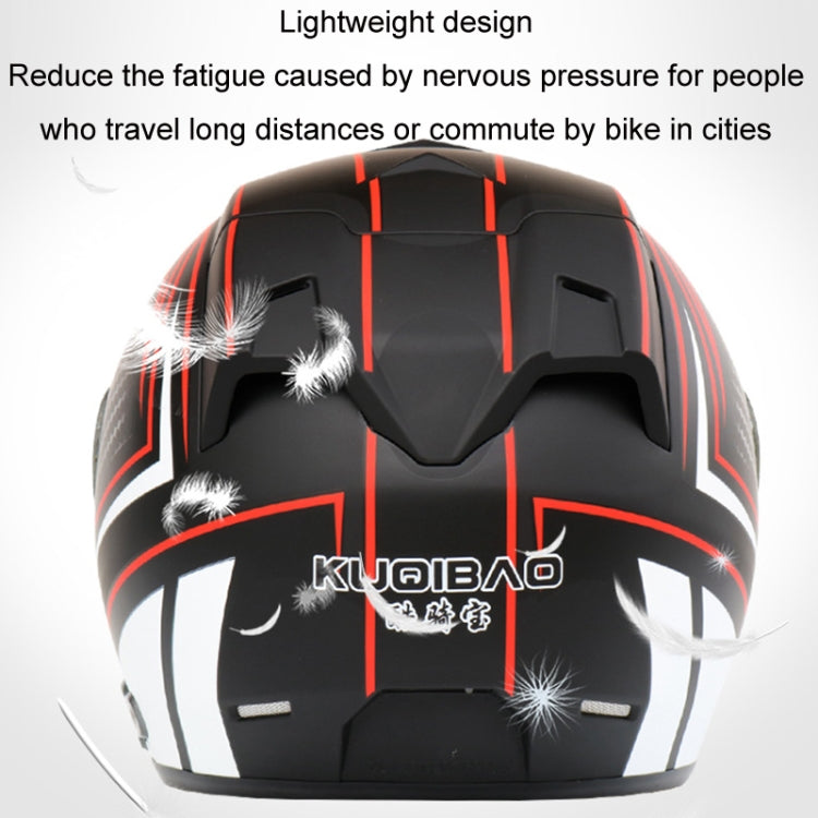 KUQIBAO Motorcycle Smart Bluetooth Sun Protection Double Lens Safety Helmet, Size: XL(Matte Black Phantom Fiber+Black Tail) - Helmets by KUQIBAO | Online Shopping UK | buy2fix