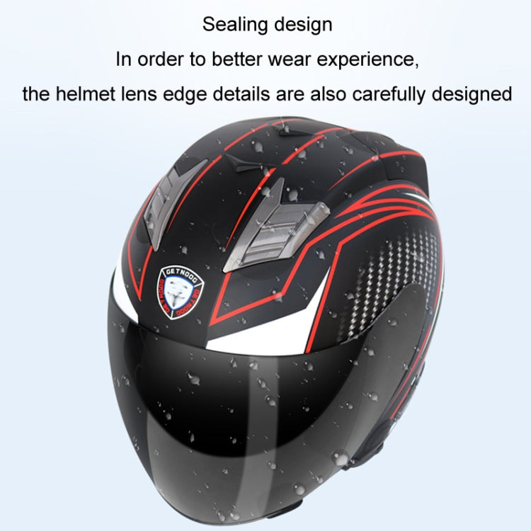 KUQIBAO Motorcycle Smart Bluetooth Sun Protection Double Lens Safety Helmet, Size: L(Matte Black+Black Tail) by KUQIBAO