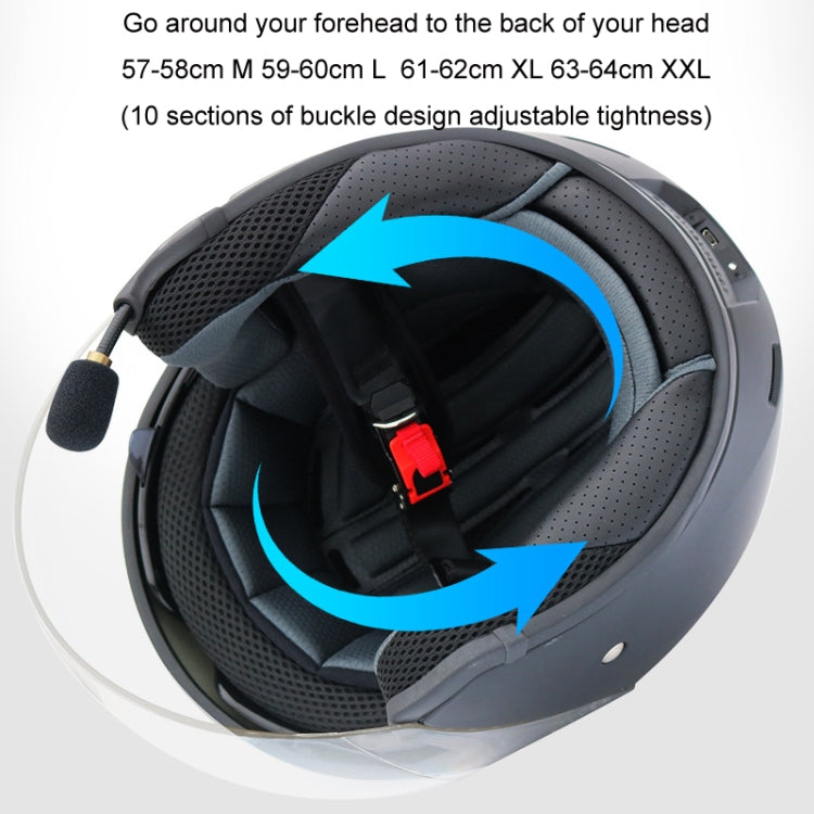 KUQIBAO Motorcycle Smart Bluetooth Sun Protection Double Lens Safety Helmet, Size: L(Matte Black+Black Tail) by KUQIBAO