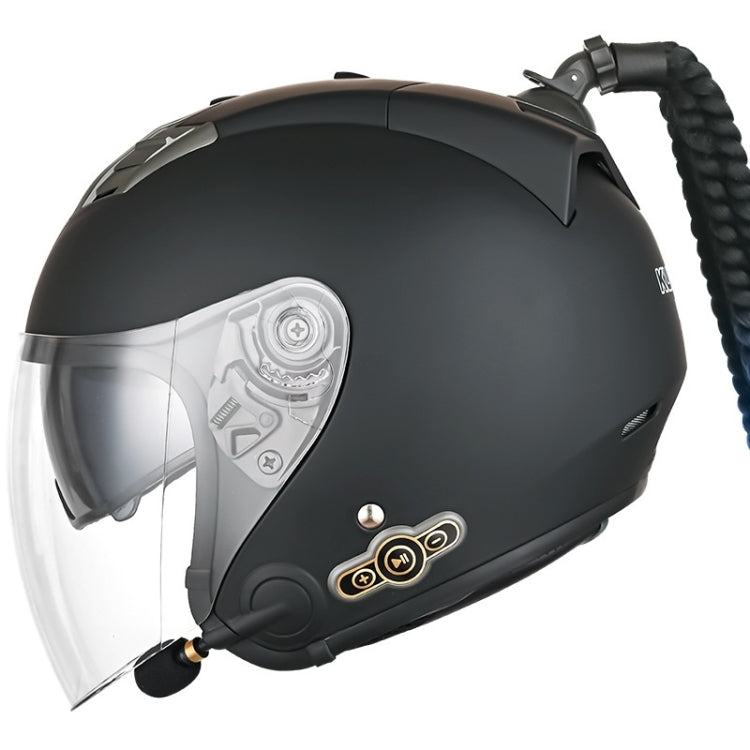 KUQIBAO Motorcycle Bluetooth Headset Double Lens Helmet With Braid, Size: L(Scrub Black) - Helmets by KUQIBAO | Online Shopping UK | buy2fix