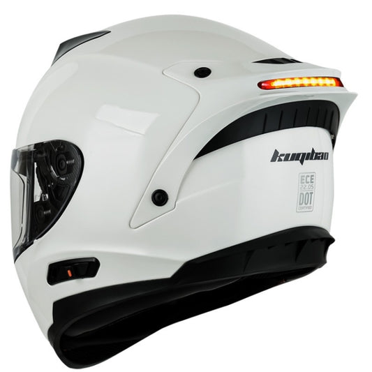 KUQIBAO Motorcycle Dual Lens Anti-Fog Helmet With LED Light, Size: L(White) - Helmets by KUQIBAO | Online Shopping UK | buy2fix