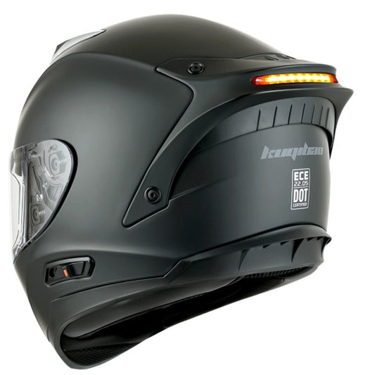 KUQIBAO Motorcycle Dual Lens Anti-Fog Helmet With LED Light, Size: XL(Matte Black) - Helmets by KUQIBAO | Online Shopping UK | buy2fix