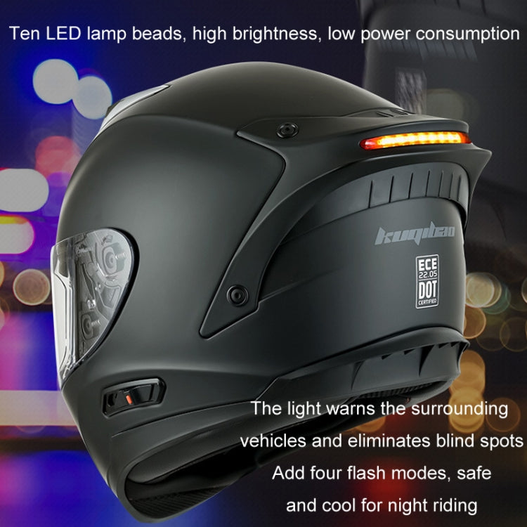 KUQIBAO Motorcycle Dual Lens Anti-Fog Helmet With LED Light, Size: M(Matte Black Wake Lion) - Helmets by KUQIBAO | Online Shopping UK | buy2fix