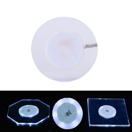 100x10mm Round USB Charging LED Light Up Acrylic Coaster Transparent Crystal Base(White Light) - Car Drink Holders by buy2fix | Online Shopping UK | buy2fix