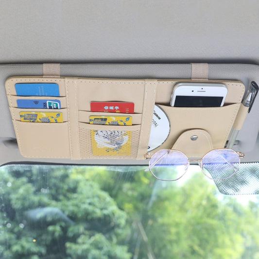 Car Sun Visor Decorative Storage Bill Glasses Holder, Color: Beige No Zipper - Sunglasses & Glasses Clips by buy2fix | Online Shopping UK | buy2fix