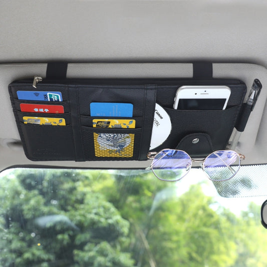 Car Sun Visor Decorative Storage Bill Glasses Holder, Color: Black With Zipper by buy2fix
