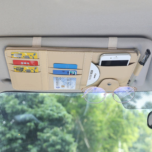 Car Sun Visor Decorative Storage Bill Glasses Holder, Color: Beige With Zipper by buy2fix