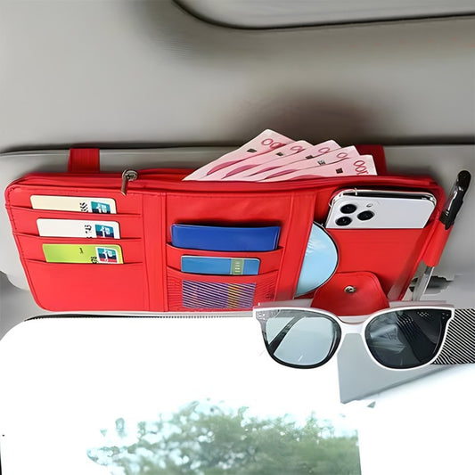 Car Sun Visor Decorative Storage Bill Glasses Holder, Color: Red With Zipper by buy2fix