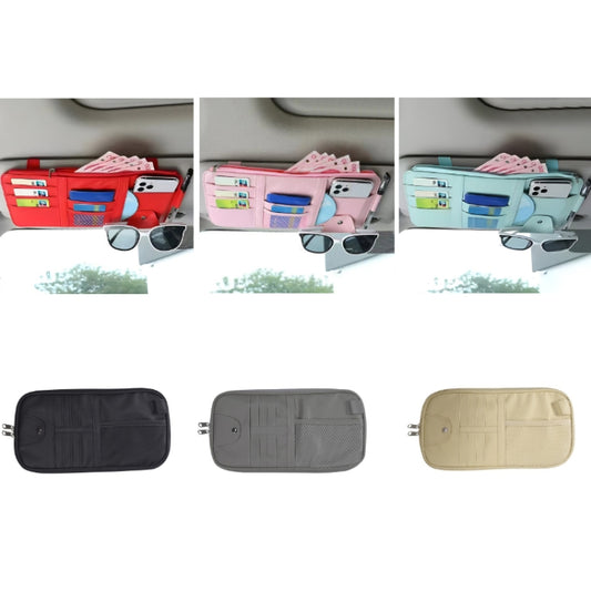 Car Sun Visor Decorative Storage Bill Glasses Holder, Color: Gray With 2 Zipper by buy2fix