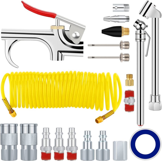 20 In 1 Air Compressor Kit 1/4 Inch NPT Air Tool Kit With 7.5m Coil Nylon Hose by buy2fix