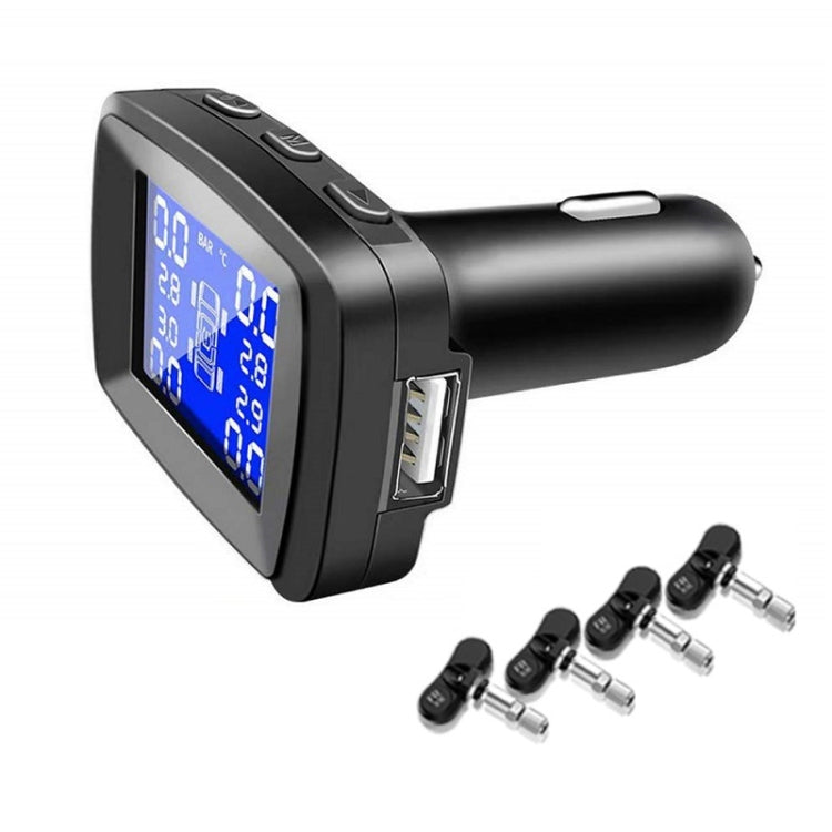 Four-wheel Simultaneous Display Cigarette Lighter Type Tire Pressure Monitoring Detector, Specification: External - Tire Pressure Gauges by buy2fix | Online Shopping UK | buy2fix