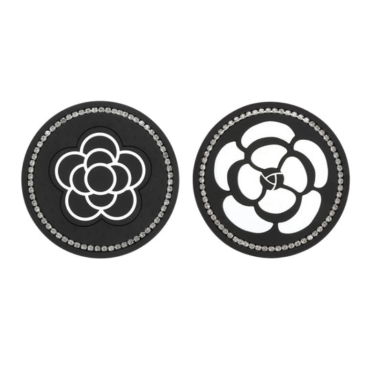 Car Water Cup Anti-skid Mat Door Slot Interior Modification Mat With diamond(Line Camellia) by buy2fix