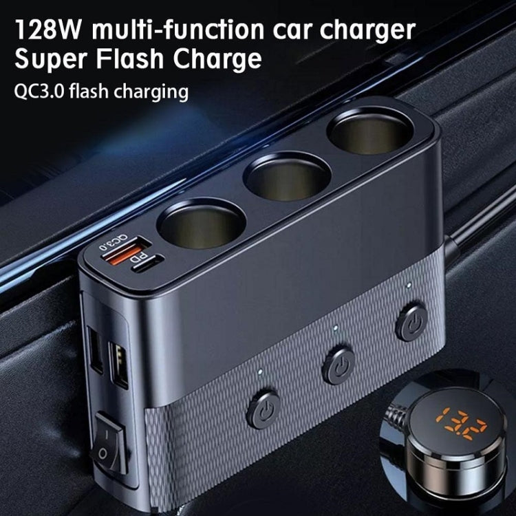 Car Cigarette Lighter USB3.0/PD Interface 128W Car Charger(C28) - Car Charger by buy2fix | Online Shopping UK | buy2fix