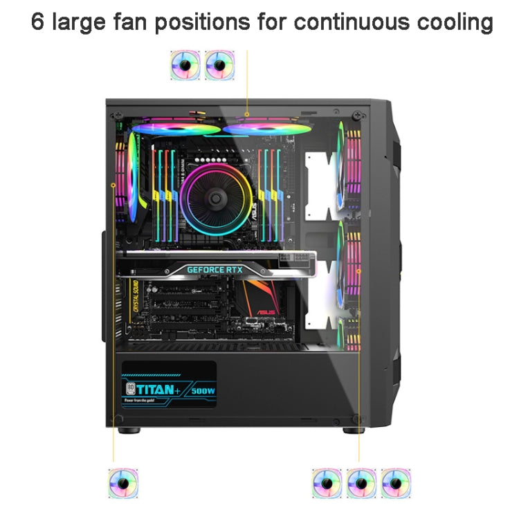 EVESKY Acrylic Side Transparent ATX Computer Case With 6 Fans Position And USB 3.0 Interface, Color: Black by EVESKY