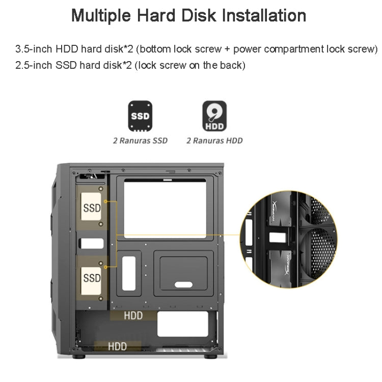 EVESKY Acrylic Side Transparent ATX Computer Case With 6 Fans Position And USB 3.0 Interface, Color: Black by EVESKY