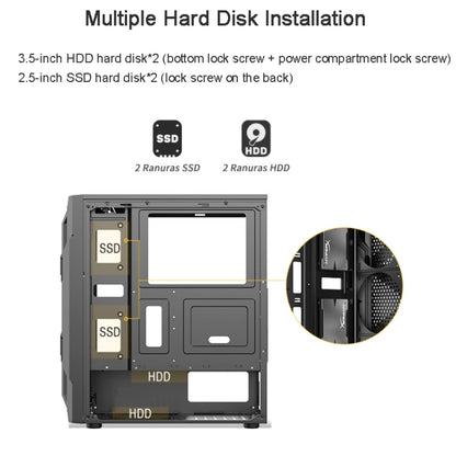 EVESKY Acrylic Side Transparent ATX Computer Case With 6 Fans Position And USB 3.0 Interface, Color: Black by EVESKY