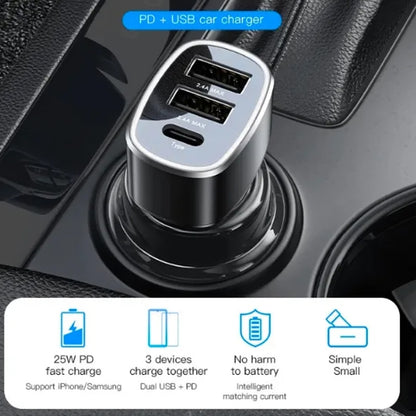 Yesido Y47 49W Double USB+Type-C/USB-C Port Car Fast Charger(Black) - Car Charger by Yesido | Online Shopping UK | buy2fix