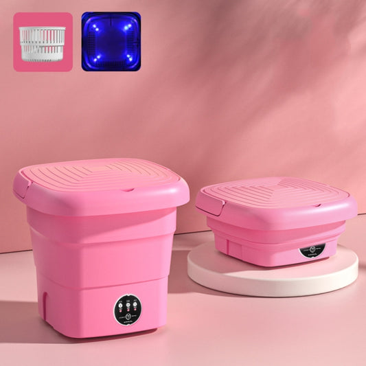 4.5L Mini Portable Folding Household Washing Machine Underwear Washer, Color: Fruit Pink + Blue light antibacterial(EU Plug) - Washing Machines & Accessories by buy2fix | Online Shopping UK | buy2fix