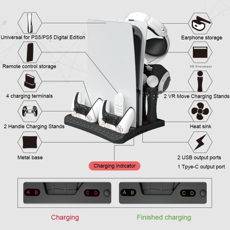 iplay HBP-270 For Sony PS5 Multifunctional Host Heat Dissipation Charging Base with Storage Rack(Black) - Charger & Power by iplay | Online Shopping UK | buy2fix