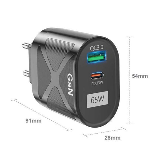 65W GAN PD + QC3.0 Fast Charger Phone Notebook Computer Universal Charging Head, Plug: UK Plug White by buy2fix