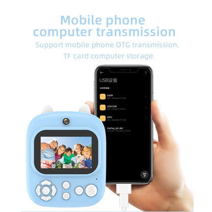 1200W Pixel 2.4 Inch Display Children Print Instant Camera 32G+Card Reader Blue by buy2fix