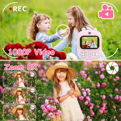 1200W Pixel 2.4 Inch Display Children Print Instant Camera 32G+Card Reader Blue by buy2fix