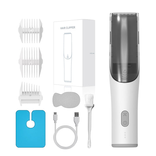 Electric Waterproof Hairdresser Children Low Noise Rechargeable Push Clipper, Specification: Suction Upgrade Version White by buy2fix