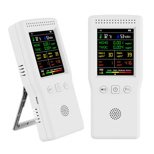 9 In 1 Air Quality Detector Handheld High Precision Formaldehyde Detector(White) by buy2fix