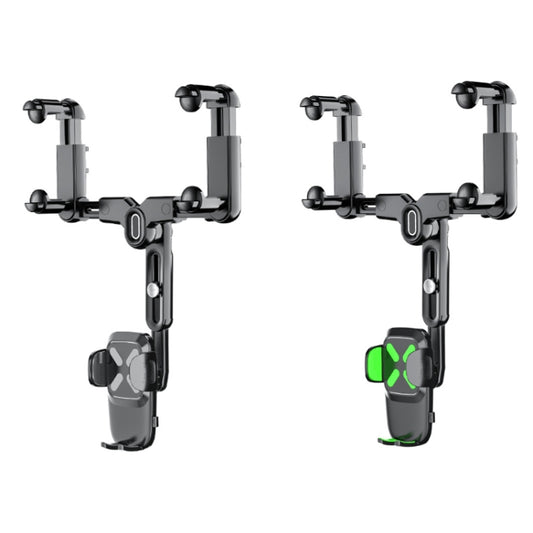 Car Rearview Mirror Navigation Retractable Multifunctional Mobile Phone Holder(Black) by buy2fix