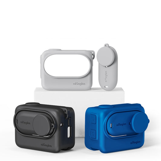 For Insta360 GO 3 AMagisn Silicone Body Cover Protective Case With Lanyard(Blue) by aMagisn