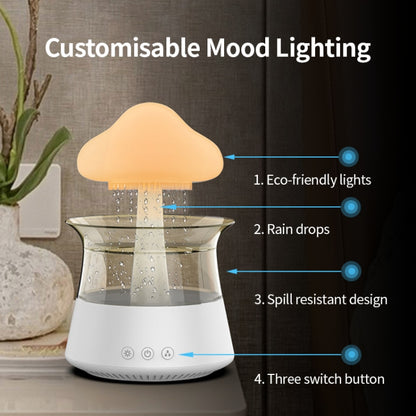 CH06 300ml Rain Humidifier Mushroom Cloud Colorful Night Lamp Aromatherapy Machine, Style: Without Remote Controller(White) - Air Purifiers & Accessories by buy2fix | Online Shopping UK | buy2fix